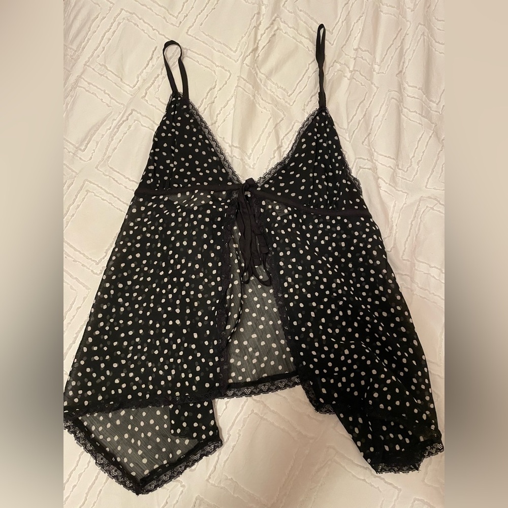 Black and White Polka Dot Urban Outfitters Fly Away Sheer Tie Cami